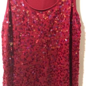 Apt 9 burgundy sleeveless tank top with sequined front. Sz Med cotton knit